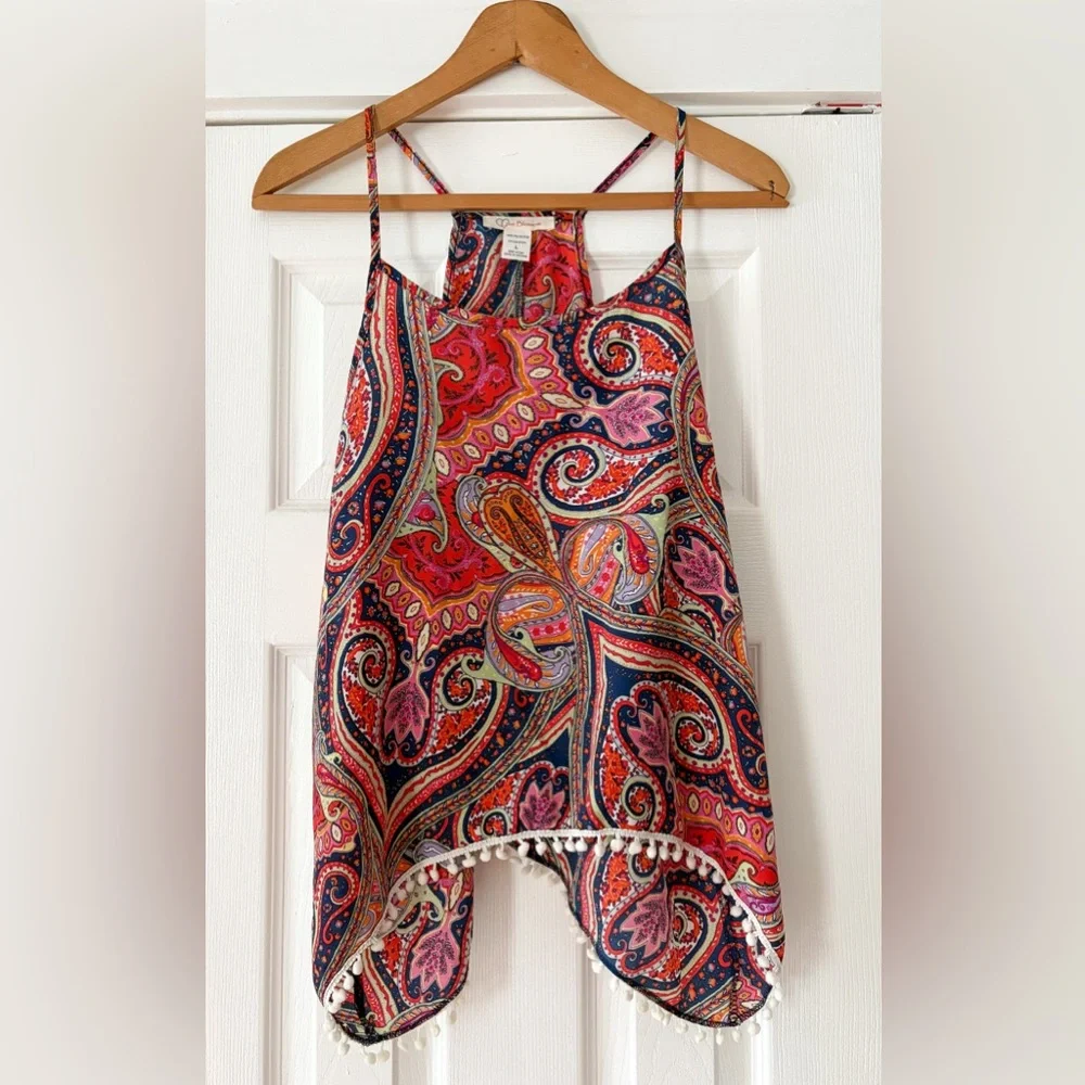 Love Blossom Colorful Paisley Print Tank Top Size Large EUC - Picture 1 of 5